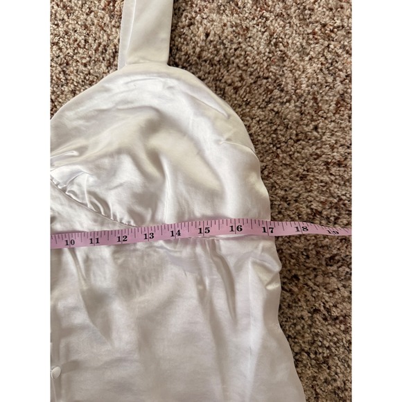 19 COOPER Women's White Satin Button Front‎ Mini Dress L - Picture 4 of 7